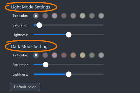 Choose colors for your client app Interface colors palette in Virola options