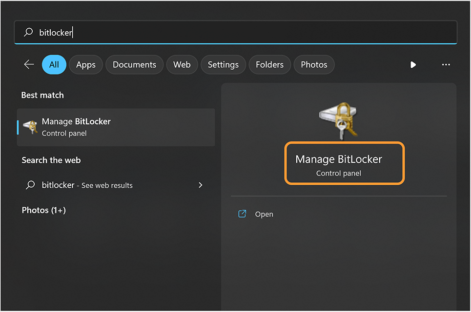 Windows 11 BitLocker 应用图标屏幕截图