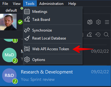 Get your token to work with Virola Web API Menu item to get Web API access token